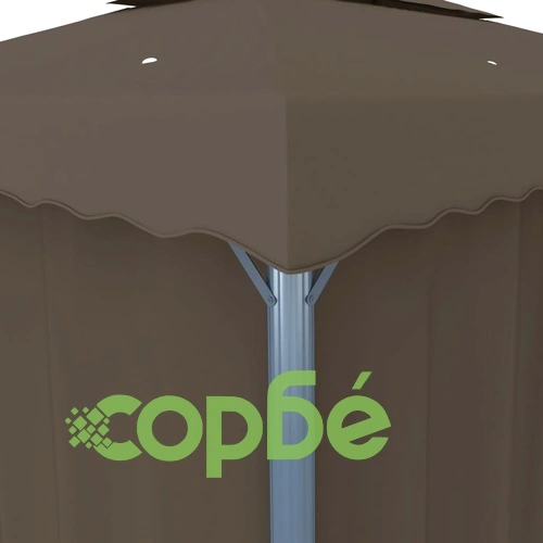 Шатра със завеси и LED светещи стрингове 3x3 м таупе ➤ топ цена ➤ sorbe.bg