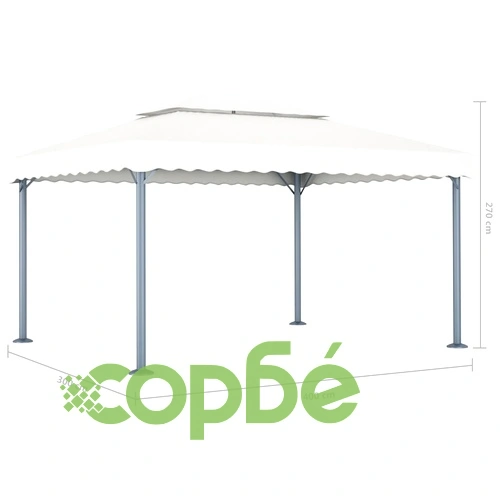 Шатра с LED светещи стрингове, 400x300 см, кремава, алуминий ➤ топ цена ➤ sorbe.bg