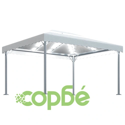 Шатра с LED светещи стрингове, 400x300 см, кремава, алуминий ➤ топ цена ➤ sorbe.bg