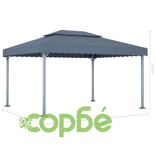 Шатра с LED светещи стрингове, 400x300 см, антрацит, алуминий ➤ топ цена ➤ sorbe.bg