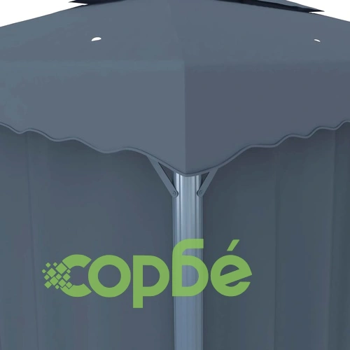 Шатра със завеси и LED светещи стрингове, 4х3 м, антрацит ➤ топ цена ➤ sorbe.bg