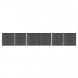 Ограден панел, WPC, 1045x186 см, черен