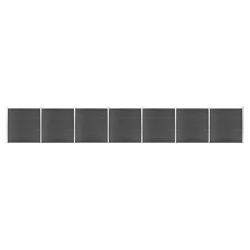 Ограден панел, WPC, 1218x186 см, черен