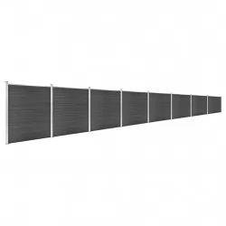 Ограден панел, WPC, 1391x186 см, черен