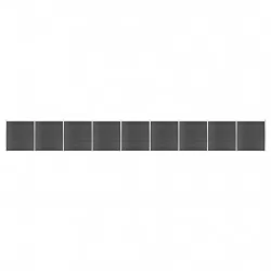 Ограден панел, WPC, 1564x186 см, черен