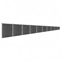 Ограден панел, WPC, 1737x186 см, черен
