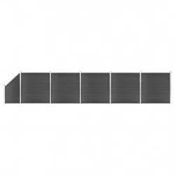 Ограден панел, WPC, 965x(105-186) см, черен  