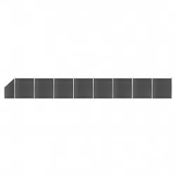 Ограден панел, WPC, 1484x(105-186) см, черен  