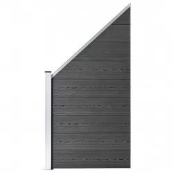Ограден панел, WPC, 1657x(105-186) см, черен  