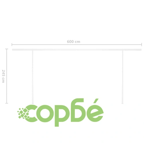Ръчно прибиращ се сенник с LED, 6x3 м, антрацит ➤ топ цена ➤ sorbe.bg