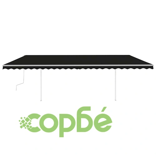 Ръчно прибиращ се сенник с LED, 6x3 м, антрацит ➤ топ цена ➤ sorbe.bg