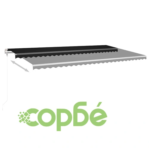 Ръчно прибиращ се сенник с LED, 6x3 м, антрацит ➤ топ цена ➤ sorbe.bg