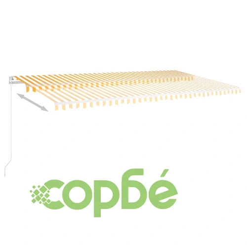 Автоматична тента с LED и сензор за вятър, 6x3 м, жълто и бяло ➤ топ цена ➤ sorbe.bg