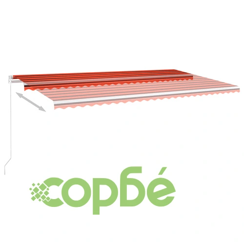Автоматична тента с LED и сензор за вятър 6x3 м оранжево/кафяво ➤ топ цена ➤ sorbe.bg