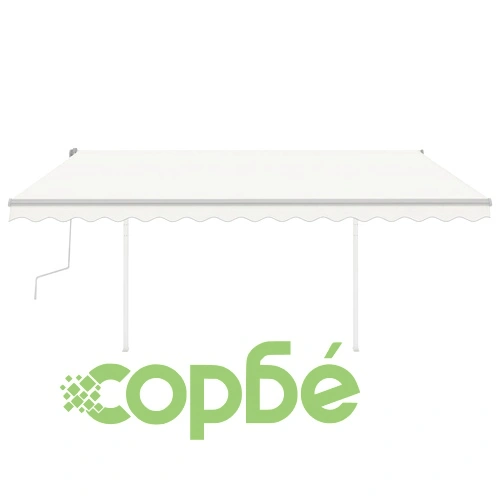 Ръчно прибиращ се сенник с LED, 4x3,5 м, кремав ➤ топ цена ➤ sorbe.bg