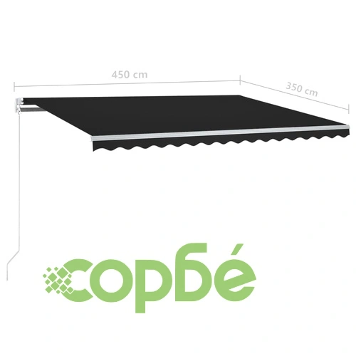 Ръчно прибиращ се сенник с LED, 4,5x3,5 м, антрацит ➤ топ цена ➤ sorbe.bg