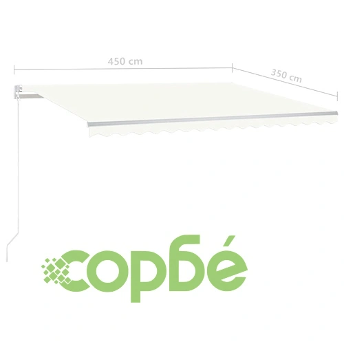 Автоматична тента с LED и сензор за вятър, 4,5x3,5 м, кремава ➤ топ цена ➤ sorbe.bg