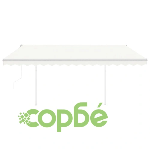 Автоматична тента с LED и сензор за вятър, 4,5x3,5 м, кремава ➤ топ цена ➤ sorbe.bg
