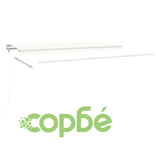 Ръчно прибиращ се сенник с LED, 5x3,5 м, кремав ➤ топ цена ➤ sorbe.bg