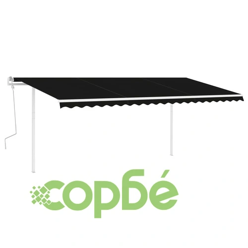 Ръчно прибиращ се сенник с LED, 5x3,5 м, антрацит ➤ топ цена ➤ sorbe.bg