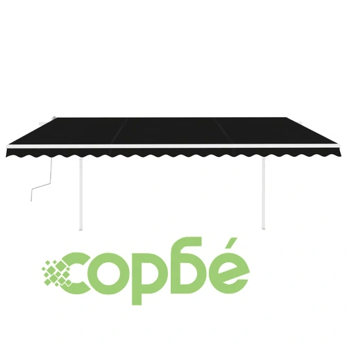 Ръчно прибиращ се сенник с LED, 5x3,5 м, антрацит ➤ топ цена ➤ sorbe.bg