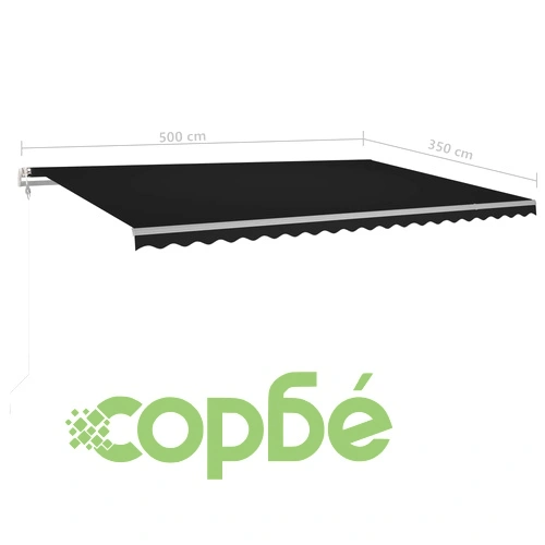 Ръчно прибиращ се сенник с LED, 5x3,5 м, антрацит ➤ топ цена ➤ sorbe.bg