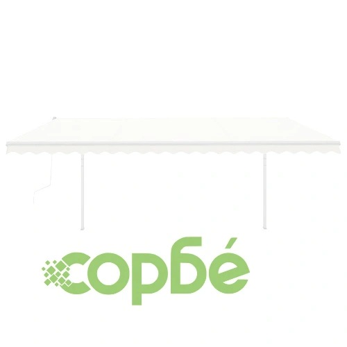 Автоматична тента с LED и сензор за вятър, 5x3,5 м, кремава ➤ топ цена ➤ sorbe.bg