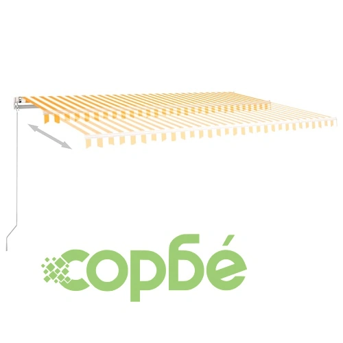 Автоматична тента с LED и сензор за вятър 5x3,5 м жълто и бяло ➤ топ цена ➤ sorbe.bg