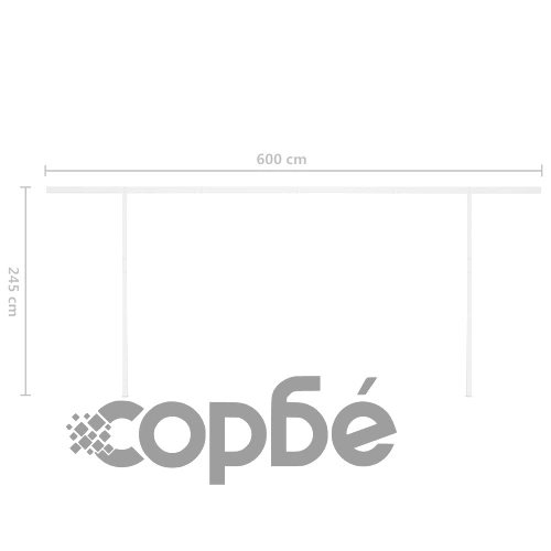 Ръчно прибиращ се сенник с прътове, 6x3,5 м, синьо и бяло ➤ топ цена ➤ sorbe.bg