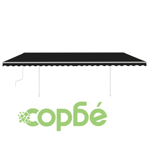 Ръчно прибиращ се сенник с LED, 6x3,5 м, антрацит ➤ топ цена ➤ sorbe.bg
