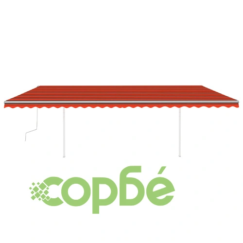 Ръчно прибираща се тента с LED, 6x3,5 м, оранжево и кафяво ➤ топ цена ➤ sorbe.bg