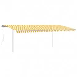 Автоматично прибиращ се сенник с прътове, 6x3,5 м, жълто и бяло