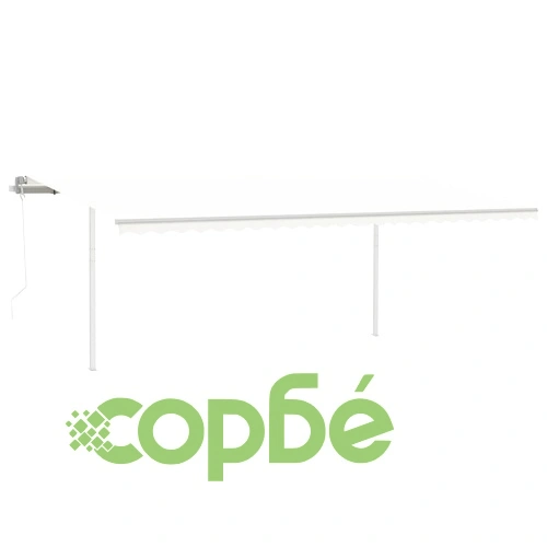 Автоматична тента с LED и сензор за вятър, 6x3,5 м, кремава ➤ топ цена ➤ sorbe.bg