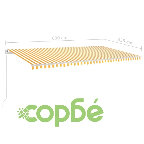 Автоматична тента с LED и сензор за вятър 6x3,5 м жълто и бяло ➤ топ цена ➤ sorbe.bg