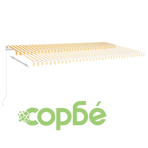 Автоматична тента с LED и сензор за вятър 6x3,5 м жълто и бяло ➤ топ цена ➤ sorbe.bg