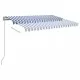 Ръчно прибираща се тента с LED, 3x2,5 м, синьо и бяло