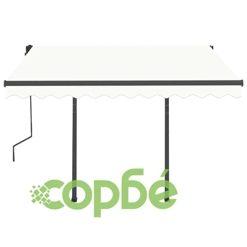 Ръчно прибираща се тента с LED, 3x2,5 м, кремава ➤ топ цена ➤ sorbe.bg