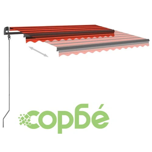 Ръчно прибираща се тента с LED, 3x2,5 м, оранжево и кафяво ➤ топ цена ➤ sorbe.bg
