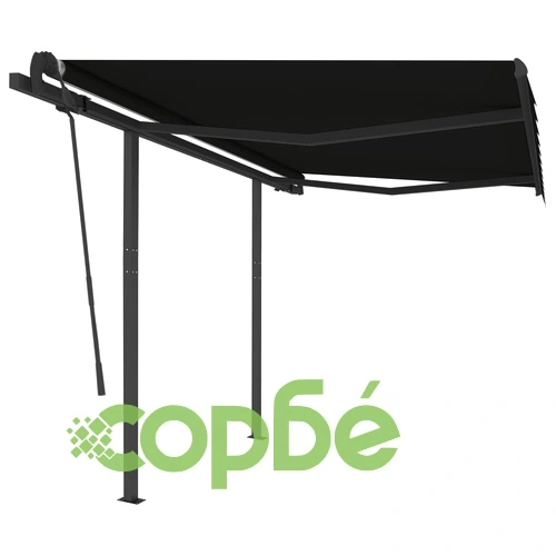 Автоматично прибиращ се сенник с прътове, 3x2,5 м, антрацит ➤ топ цена ➤ sorbe.bg