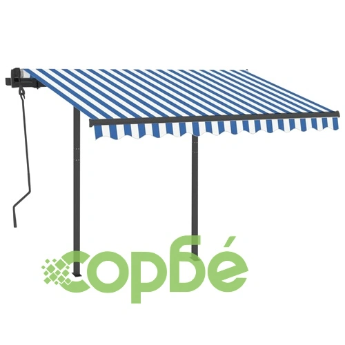 Автоматична тента с LED и сензор за вятър 3x2,5 м синьо и бяло ➤ топ цена ➤ sorbe.bg