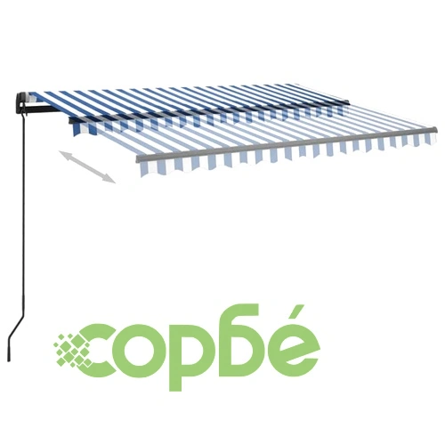 Автоматична тента с LED и сензор за вятър 3x2,5 м синьо и бяло ➤ топ цена ➤ sorbe.bg
