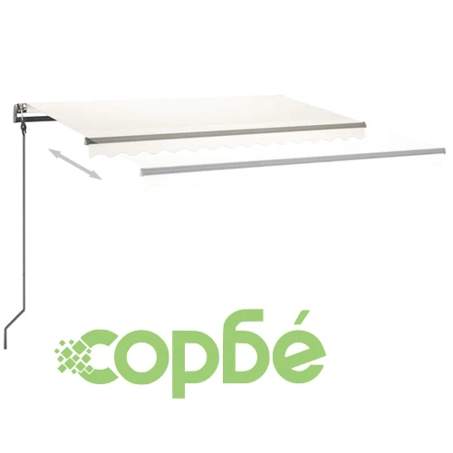 Автоматична тента с LED и сензор за вятър, 4x3 м, кремав ➤ топ цена ➤ sorbe.bg