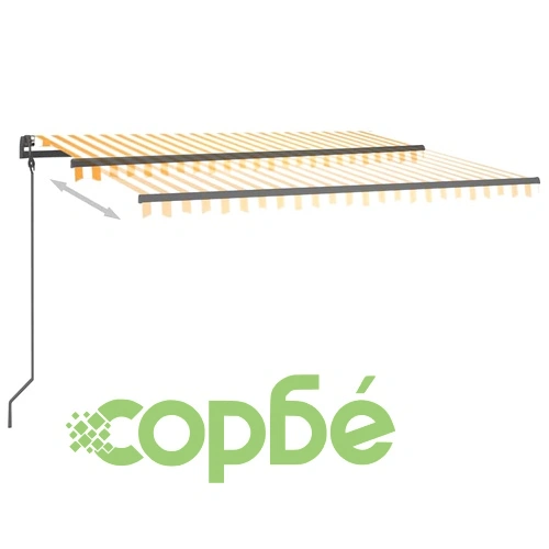 Автоматична тента с LED и сензор за вятър 4x3 м жълто и бяло ➤ топ цена ➤ sorbe.bg