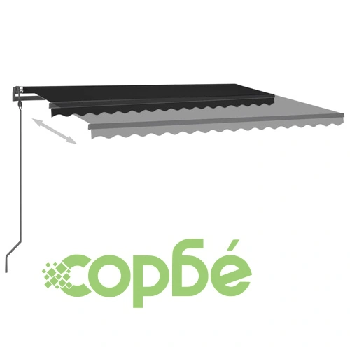 Автоматична тента с LED и сензор за вятър, 4x3 м, антрацит ➤ топ цена ➤ sorbe.bg
