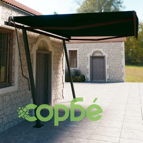 Ръчно прибиращ се сенник с пръти, 4,5x3 м, антрацит ➤ топ цена ➤ sorbe.bg