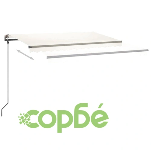 Ръчно прибиращ се сенник с LED, 4,5x3 м, кремав ➤ топ цена ➤ sorbe.bg