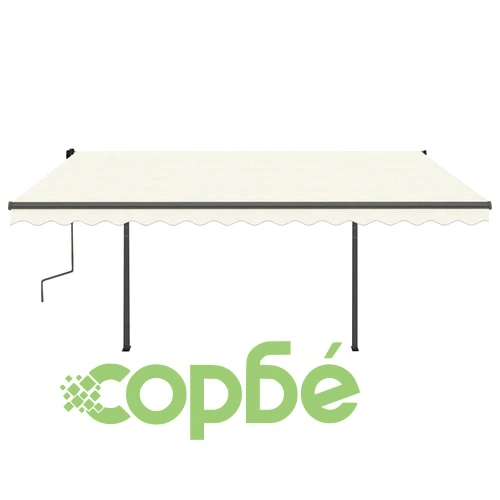 Ръчно прибиращ се сенник с LED, 4,5x3 м, кремав ➤ топ цена ➤ sorbe.bg