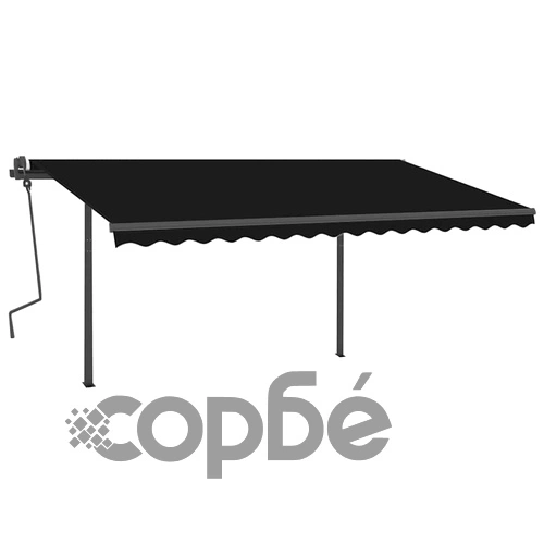 Ръчно прибиращ се сенник с LED, 4,5x3 м, антрацит ➤ топ цена ➤ sorbe.bg