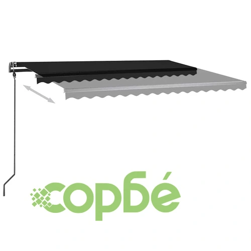 Ръчно прибиращ се сенник с LED, 4,5x3 м, антрацит ➤ топ цена ➤ sorbe.bg