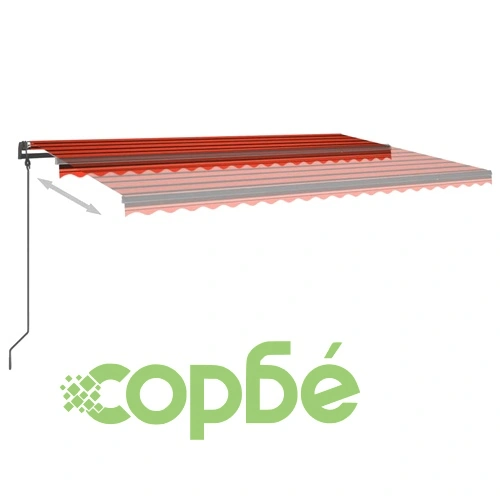 Автоматична тента с LED и сензор за вятър 5x3 м оранжево/кафяво ➤ топ цена ➤ sorbe.bg